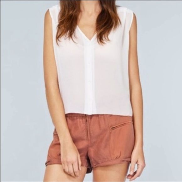 Aritzia Wilfred Paradis  Linen And Silk Pull On Shorts Light Blue - Picture 2 of 8